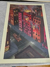 Art Werger Signed Etching Titled The Arsonist 23/25 1986 C66