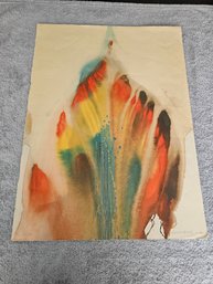 Lamar Briggs FEATHER DANCER Signed Lithograph, Abstract Color Wash, Native American Culture 1978 C76