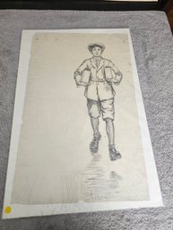 Vtg Sketch Of Mail Carrier C79