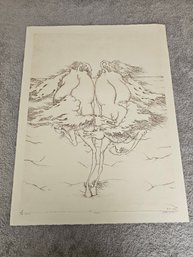 Dan Mitra Signed Etching Numbered 20/100 Titled The Twins  D2