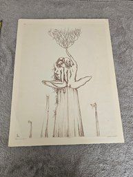 Dan Mitra Signed Etching Titled Adam And Eve II Numbered 20/100 D23