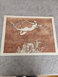 Dan Mitra Signed Etching Titled Flight I Numbered 20/100 D27