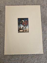 Signed Etching Surrealist Style Numbered 11/75   D54