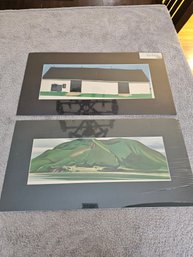 2 Georgia O'Keefe, Prints 'White Canadian Barn II' And Green Mountains  D76