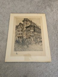 1893 Photogravure Recruiting Soldiers German Plaza - ORIGINAL PHOTOGRAVURE D79