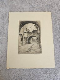 Bertha Evelyn Jaques (1863-1941) Arcade In Florence Etching D87