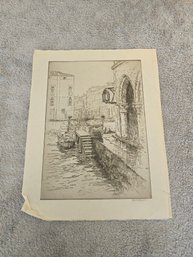 Bertha E Jaques Signed Etching D90