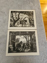 2 Sam Thal AAA Label Signed Prints Titled Quitting Time And Belmont Farm D91