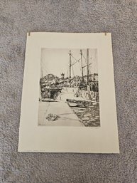 Philip Kappel Vintage Signed Etching 'Bridgetown,  Barbados' D99