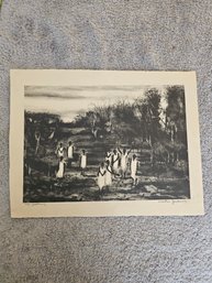 Lithograph Titled 'The Gathering' Signed By Artist Martin Jackson   D100