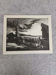 THOMAS HART BENTON Signed Print Titled Nebraska Evening. E12