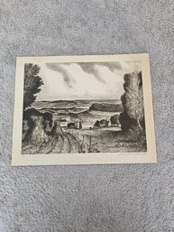 Valley Of Wisconsin 1945 Signed John Steuart Curry Regionalist American Landscape Print E13