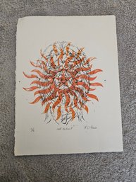 F Villano Signed Etching Titled Self Portrait Numbered 2/6 E18