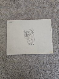 Unsigned Sketch Man With Trumpet E33