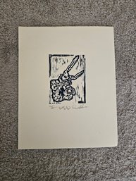 Signed And Numbered Linocut Print? Blue Ball Farm Saw Love Hand 65/65 E46