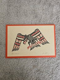 Jim Johnny Signed Kwaguilth Thunderbird  Seriograph  Northwest Coast. E62