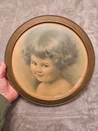 Bessie Pease Gutman 1920s Framed Print Mischief  13 Round -Period Wood Frame  E78