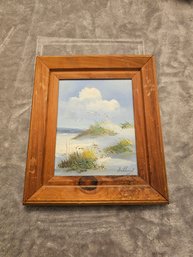 Framed Signed Oil Painting Beach Scene E82