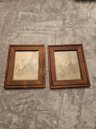 2 Vtg Framed Prints E86