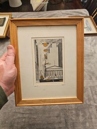 Bernard Zalon Wall Street Etching Embossed Signed Framed Matted E88