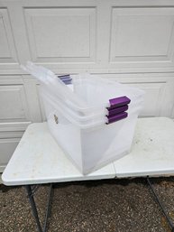 Lot Of 3 Clear Sterilite 66 Quart Bins With Lids