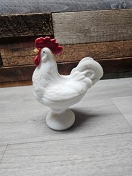 VINTAGE Westmoreland Milk Glass Rooster Covered Candy Dish A3