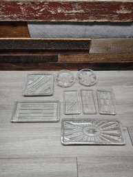 Lot Of Vtg Cut Glass Trays (one Has Small Chip) A3