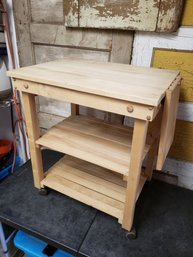 27' Tall Rolling Kitchen Island Butcher Block Knife Holder Cart G1