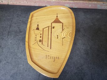 Vtg Riga Wood Tray Or Wall Hanging Made In USSR G3