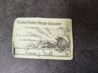 Vtg 1969 US Senate Chamber Visitor Gallery Ticket G3
