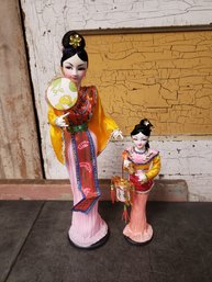 Hand Painted Eastern Asian Doll Lot Of 2 A1