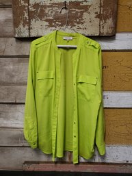 Vtg M Calvin Klein Green Blouse CR B