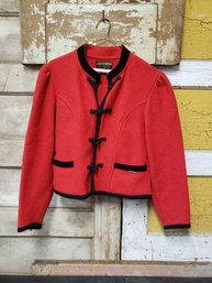 Vtg Size 40 Geiger Red Wool Blazer Bolero CR B