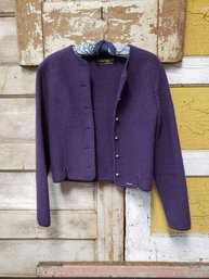 Vtg Size 38 Geiger Tyrol Purple Wool Blazer Bolero CR B