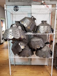 Punched Tin Hanging Lamp Lot Of 8 A4