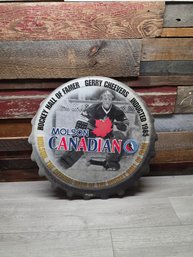 Vtg Molson Canada Metal Hockey Sign A7