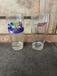 Vtg Rare Nintendo Collectible Glasses Lot Of 2 J2