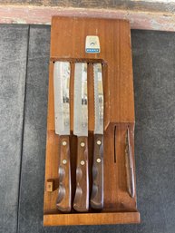 Flint Stainless Steel Knife Set With A Wooden Block J2