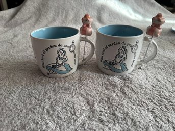 Disney Alice In Wonderland Mug Set With Cheshire Cat Stirrer