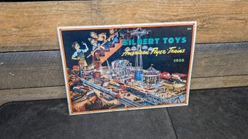 Vtg Gilbert Toys Metal Sign R1