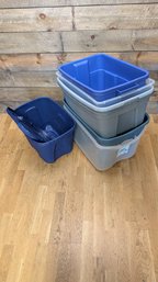 Lot Of 7 Bins, 1 With Lid B4
