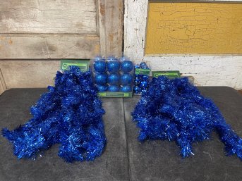 Blue Christmas Tree Decorations Lot Of 4 (A2)