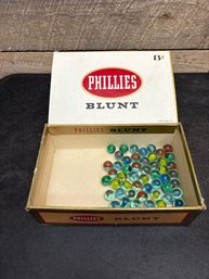 Marbles In Vtg Cigar Box G2