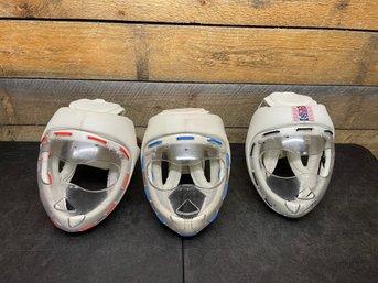 PRO FORCE Taekwondo Sparring Helmets With Clear Face Shields Size Medium Lot Of 3 (G2)