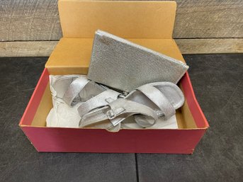 Silver Shoes And Matching Clutch (C3)