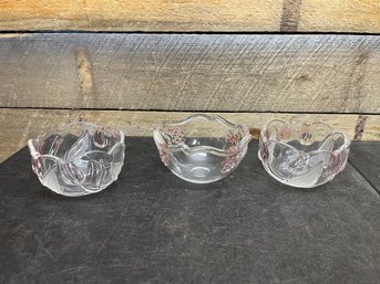 Glass Bowls Lot Of 3 (h3)
