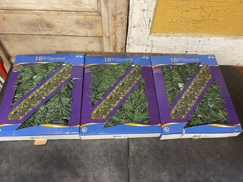 18 Feet Pre Lit Pine Garland Lot Of 3 (C3)