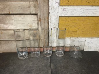 Glass Vase Lot Of 5 (c3)