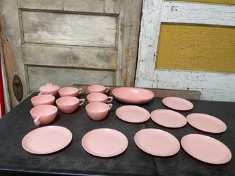 Vintage Pink Sun Valley Melmac Dinnerware Lot Of 17 (j1)