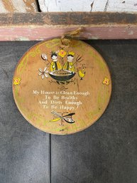 Vintage Enesco Wooden Wall Plaque With A Scandinavian Folk Art Design (C2)